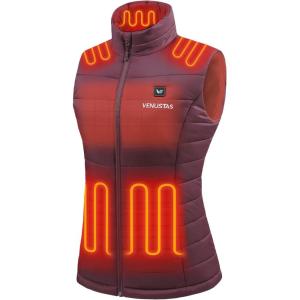 imageVenustas Womens Heated Vest with Battery Lightweight Quilted Vest for WomenBurgundy