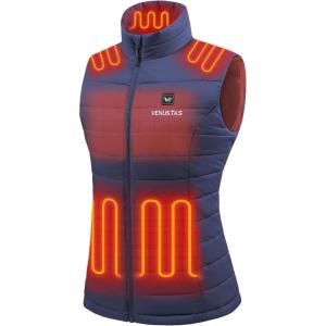 imageVenustas Womens Heated Vest with Battery Up to 20HRS of Warmth Winter Quilted Vest for OutdoorNavy Blue