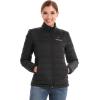 imageVenustas Womens Recycled Heated Down Jacket with Battery Pack Lightweight Electric Puffer Coat 90 Down Heated ClothingBlack