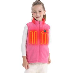 imageVenustas Kids Heated Fleece Vest with 74V Battery Pack Included Warmer Youth Electric Heating Vest for Boys ampamp GirlsPink