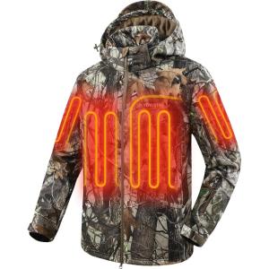 imageVenustas Mens Heated Hunting Jacket with Battery Heat Up to 20HRS Rechargeable Heated Camo Jacket Cold Weather HuntingNext Camo G2
