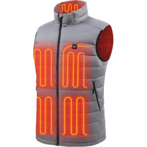 imageVenustas Mens Recycled Heated Down Vest with Battery Pack Lightweight Electric Heating Puffer Vest for Hiking SkiingGray