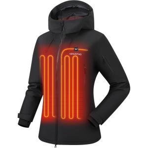 imageVenustas Womens Heated 3L Ski Insulated Jacket with 12V Battery Waterproof WindproofBreathable RECCO Reflector Built inBlack