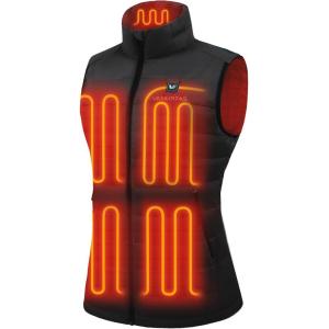 imageVenustas Womens Recycled Heated Down Vest with Battery Pack Lightweight Electric Heating Puffer Vest for Hiking SkiingBlack