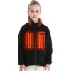 imageVenustas Kids Heated Fleece Jacket with 74V Battery Pack Boys Girls Youth Electric Heated Coat for WinterBlack