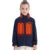imageVenustas Kids Heated Fleece Jacket with 74V Battery Pack Boys Girls Youth Electric Heated Coat for WinterNavy Blue