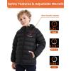 imageVenustas Kids Heated Jacket with Battery Pack Boys Girls Lightweight Electric Heated CoatBlack