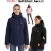 imageVenustas Lightweight Womens Heated Jacket with 12V Battery Versatile Softshell Coat Heated Clothing for Hiking SkiingBlack