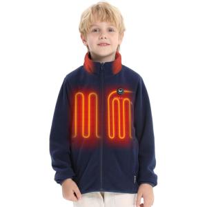 imageVenustas Kids Heated Fleece Jacket with 74V Battery Pack Boys Girls Youth Electric Heated Coat for WinterNavy Blue