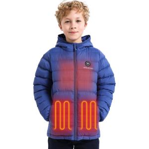 imageVenustas Kids Heated Jacket with Battery Pack Boys Girls Lightweight Electric Heated CoatNavy