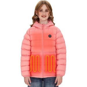 imageVenustas Kids Heated Jacket with Battery Pack Boys Girls Lightweight Electric Heated CoatPink