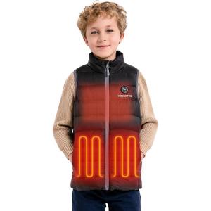 imageVenustas Kids Heated Vest with Battery Pack Boys Girls Lightweight Electric Heated VestBlack