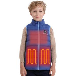 imageVenustas Kids Heated Vest with Battery Pack Boys Girls Lightweight Electric Heated VestNavy