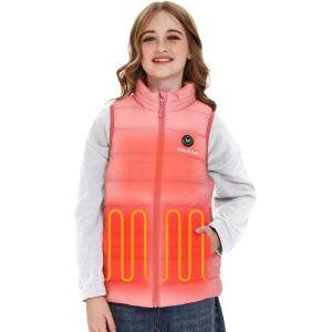 imageVenustas Kids Heated Vest with Battery Pack Boys Girls Lightweight Electric Heated VestPink