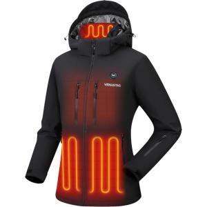 imageVenustas Lightweight Womens Heated Jacket with 12V Battery Versatile Softshell Coat Heated Clothing for Hiking SkiingBlack