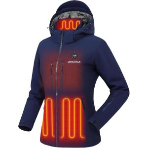 imageVenustas Lightweight Womens Heated Jacket with 12V Battery Versatile Softshell Coat Heated Clothing for Hiking SkiingNavy