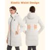 imageVenustas Womens Recycled Down Heated Jacket with Battery Pack Winter Heated Puffer Coat with Detachable HoodWhite