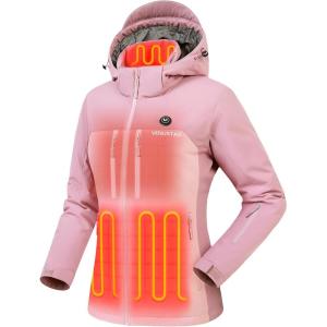 imageVenustas Lightweight Womens Heated Jacket with 12V Battery Versatile Softshell Coat Heated Clothing for Hiking SkiingDark Alpine RoseAlpine Rose