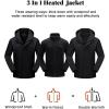 imageVenustas Mens 3in1 Heated Jacket with Battery Ski Jacket Winter Jacket with Removable Hood WaterresistantBlack