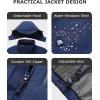 imageVenustas Mens Heated Jacket with Battery Pack Windproof Electric Insulated Coat with Detachable HoodNavy