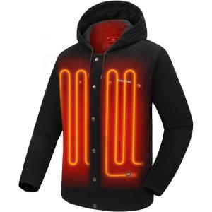 imageVenustas 12V Heated Utility Jacket for Men with Battery Heated Jacket with 50 Larger Heating Zones for Outdoor WorkBlack