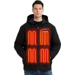 imageVenustas 12V Mens DualControl Heated Canvas Jacket with Battery Winter Heated Hoodie12VDual Control