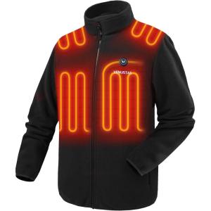 imageVenustas Mens Heated Jacket with Battery Soft Fleece Heated Coat Durable YKK ZipperBlack