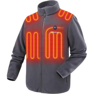 imageVenustas Mens Heated Jacket with Battery Soft Fleece Heated Coat Durable YKK ZipperGrey
