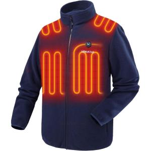 imageVenustas Mens Heated Jacket with Battery Soft Fleece Heated Coat Durable YKK ZipperNavy