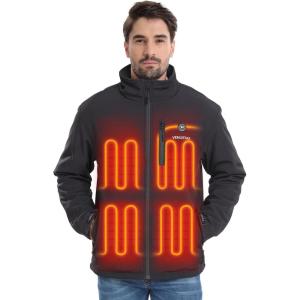 imageVenustas Softshell Heated Jacket for Men with Battery Pack Water Repellent Electric Heated CoatBlack