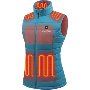 imageVenustas Womens Heated Vest with Battery Lightweight Quilted Vest for WomenOlive Green