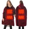 imageVenustas Heated Wearable Blanket Hoodie with Battery Pack 74V Oversized Sherpa Blanket Hoodie Sweatshirt Cozy Warm SoftRed Wine