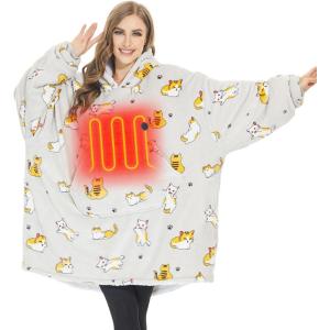 imageVenustas Heated Wearable Blanket Hoodie with Battery Pack 74V Oversized Sherpa Blanket Hoodie Sweatshirt Cozy Warm SoftCat