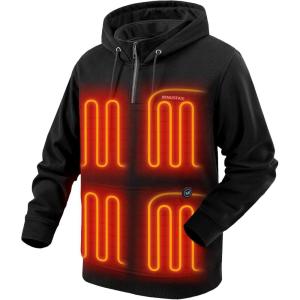 imageVenustas Unisex QuarterZip Heated Pullover Hoodie Heated Sweatshirt for Men ampamp Women 6 Heating Zones with Battery IncludedBlack