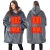 imageVenustas Heated Wearable Blanket Hoodie with Battery Pack 74V Oversized Sherpa Blanket Hoodie Sweatshirt Cozy Warm SoftGrey