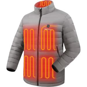 imageVenustas Mens Recycled Heated Down Jacket with Battery Pack Lightweight Electric Puffer Coat 90 Down Heated ClothingGray
