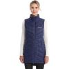 imageVenustas Long Quilted Heated Vest for Women with Battery Windproof Electric Puffer Vest with Curved HemNavy Blue