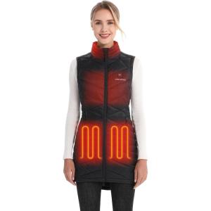 imageVenustas Long Quilted Heated Vest for Women with Battery Windproof Electric Puffer Vest with Curved HemBlack