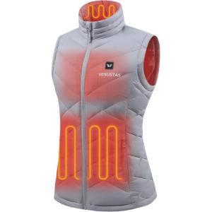 imageVenustas Quilted Heated Vest for Women with Battery Lightweight Heated Clothing Ladies Rechargeable Electric Heating VestLight Gray