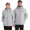 imageVenustas Unisex Heated Jacket with Battery Heated Coat for Women and Men with Detachable HoodLight Gray