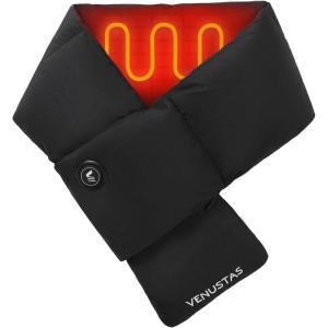 imageVenustas Heated Down Scarf with Battery 20H Long Lasting Warmth 90 White Duck Down Heated Neck Warmer for Women MenBlack