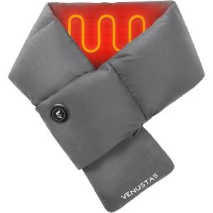 imageVenustas Heated Down Scarf with Battery 20H Long Lasting Warmth 90 White Duck Down Heated Neck Warmer for Women MenDark Gray