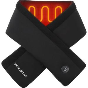 imageVenustas Heated Scarf with Battery Up to 20H Runtime Rechargeable Heated Neck Warmer for Women MenBlack