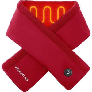 imageVenustas Heated Scarf with Battery Up to 20H Runtime Rechargeable Heated Neck Warmer for Women MenRed