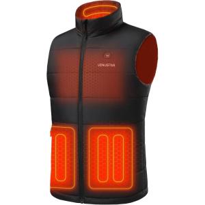 imageVenustas Heated Vest for Men 9V USBC Fast Heating Electric Vest Compatible with Power Banks Battery Not IncludedBlack