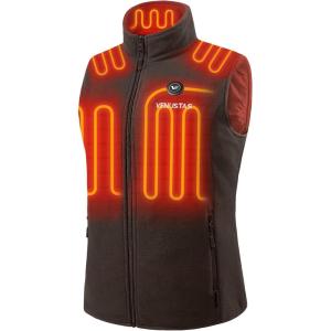 imageVenustas Mens Fleece Heated Vest with Battery Lightweight Insulated Electric VestBrown