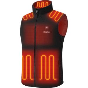 imageVenustas Mens Heated Vest 20 Hours Warmth Lightweight Insulated Electric Fleece Vest with BatteryBlack