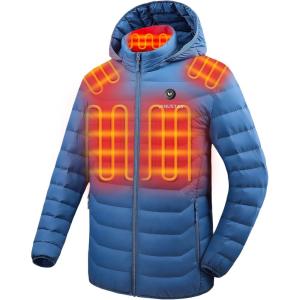 imageVenustas Unisex Heated Jacket with Battery Heated Coat for Women and Men with Detachable HoodSapphire Blue