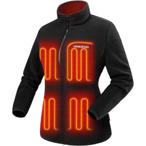 imageVenustas Womens Fleece Heated Jacket with Battery Pack Soft Lightweight Heating Coat for Outdoor ActivitiesCarbon Black
