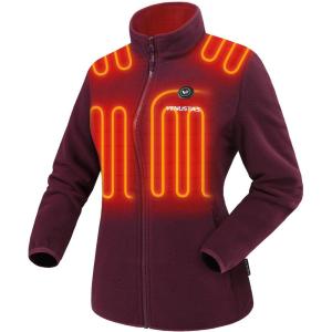 imageVenustas Womens Fleece Heated Jacket with Battery Pack Soft Lightweight Heating Coat for Outdoor ActivitiesRed Wine